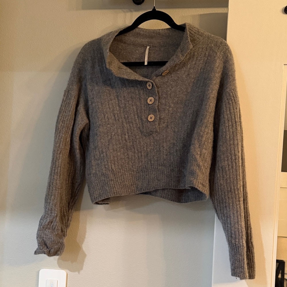 Free People Gray Crew Neck Sweater
